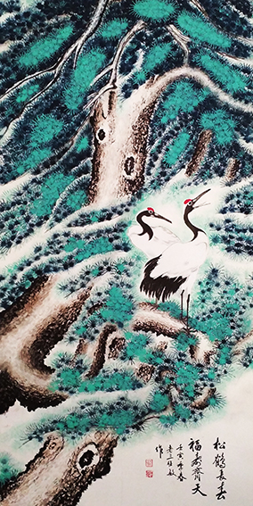蓝仕敏作品10《松鹤长春 福寿齐天》